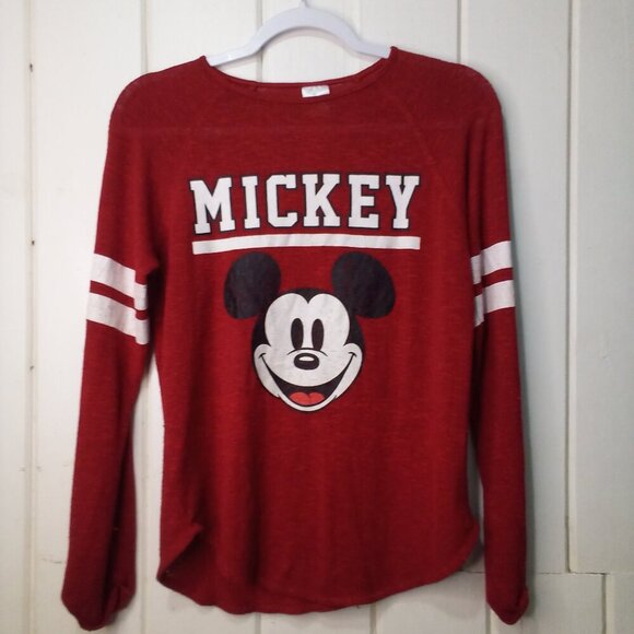 Disney Shirt Women S Long Sleeve Mickey Graphic Wear Red - Picture 2 of 16